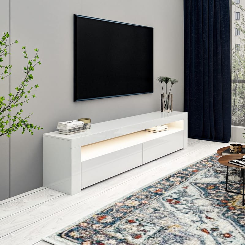 TV-benk Homitis Bati (150 x 46,8 x 36,8 cm) Hvit - Møbler - TV- & Mediamøbler - TV benk & mediabenk