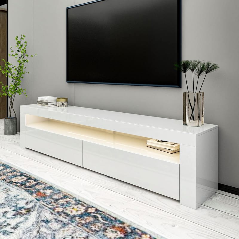 TV-benk Homitis Bati (150 x 46,8 x 36,8 cm) Hvit - Møbler - TV- & Mediamøbler - TV benk & mediabenk