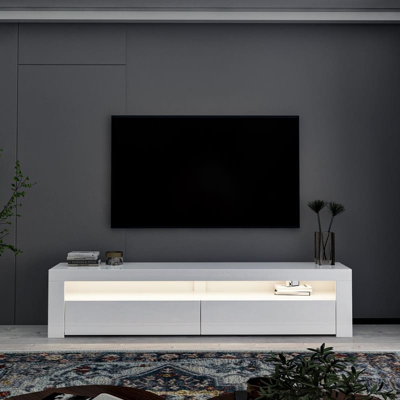 TV-benk Homitis Bati (150 x 46,8 x 36,8 cm) Hvit - Møbler - TV- & Mediamøbler - TV benk & mediabenk