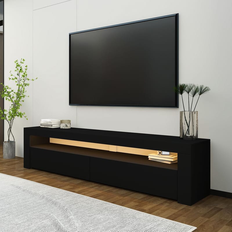 TV-benk Homitis Bati (150 x 46,8 x 36,8 cm) Svart - Møbler - TV- & Mediamøbler - TV benk & mediabenk