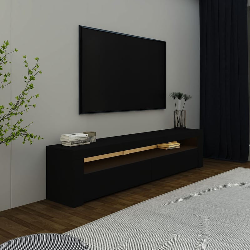 TV-benk Homitis Bati (150 x 46,8 x 36,8 cm) Svart - Møbler - TV- & Mediamøbler - TV benk & mediabenk