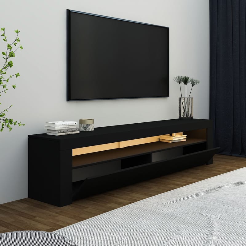 TV-benk Homitis Bati (150 x 46,8 x 36,8 cm) Svart - Møbler - TV- & Mediamøbler - TV benk & mediabenk