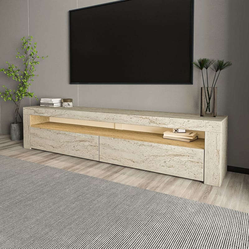 TV-benk Homitis Bati (150 x 46,8 x 36,8 cm) Travertin - Møbler - TV- & Mediamøbler - TV benk & mediabenk