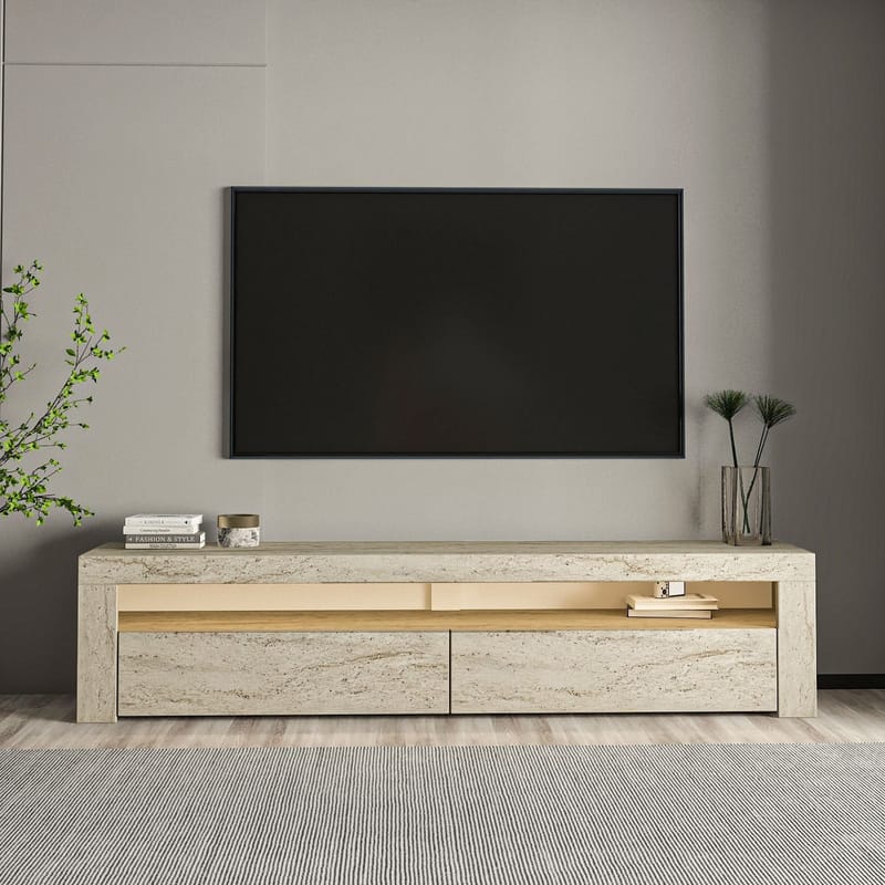 TV-benk Homitis Bati (150 x 46,8 x 36,8 cm) Travertin - Møbler - TV- & Mediamøbler - TV benk & mediabenk