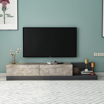 TV-benk Homitis Major (180 x 30 x 37 cm) Gordion marmor antrasitt - Gordion Marble og Anthracite - Møbler - TV- & Mediamøbler - TV benk & mediabenk