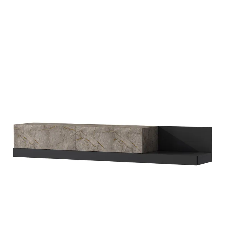TV-benk Homitis Major (180 x 30 x 37 cm) Gordion marmor antrasitt - Gordion Marble og Anthracite - Møbler - TV- & Mediamøbler - TV benk & mediabenk