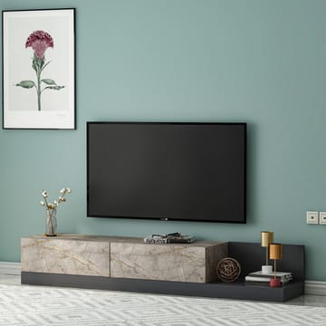 TV-benk Homitis Major (180 x 30 x 37 cm) Gordion marmor antrasitt - Gordion Marble og Anthracite - Møbler - TV- & Mediamøbler - TV benk & mediabenk