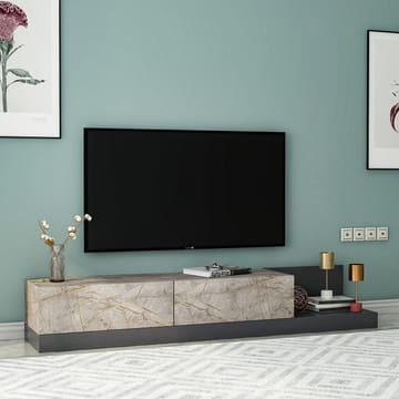 TV-benk Homitis Major (180 x 30 x 37 cm) Gordion marmor antrasitt - Gordion Marble og Anthracite - Møbler - TV- & Mediamøbler - TV benk & mediabenk