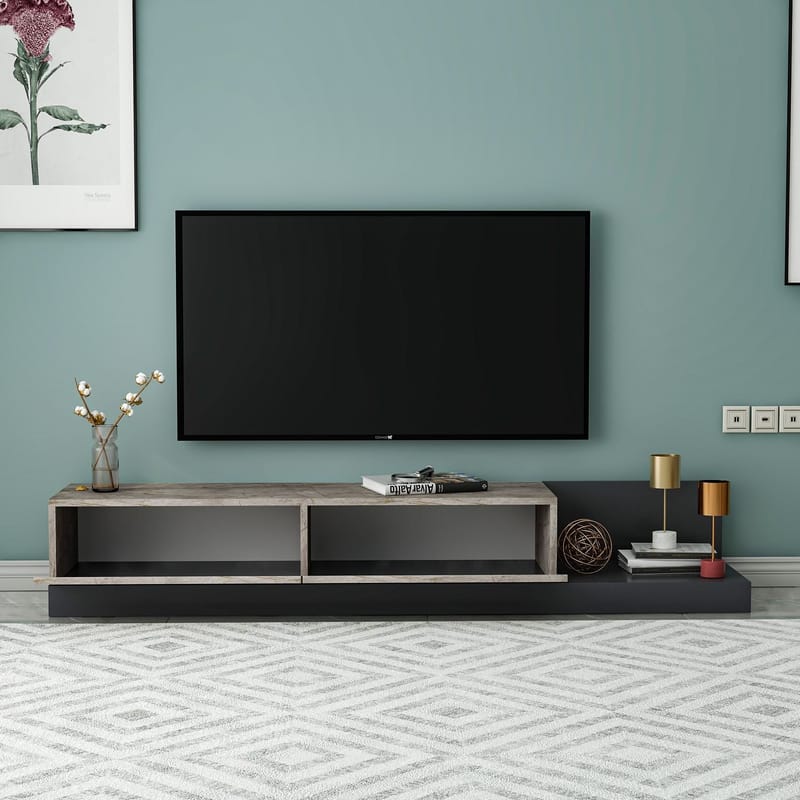TV-benk Homitis Major (180 x 30 x 37 cm) Gordion marmor antrasitt - Gordion Marble/Anthracite - Møbler - TV- & Mediamøbler - TV benk & mediabenk
