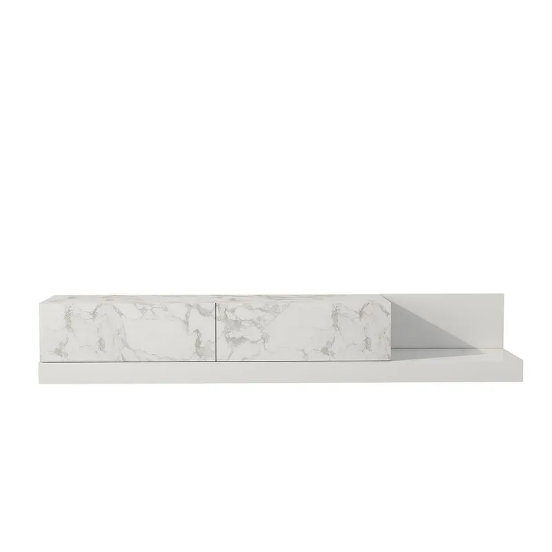 TV-benk Homitis Major (180 x 30 x 37 cm) Marmo marmor hvit - Marmo Marble og hvit - Møbler - TV- & Mediamøbler - TV benk & mediabenk