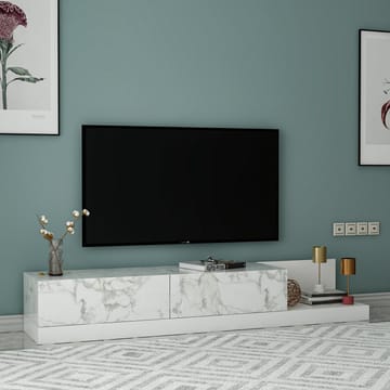 TV-benk Homitis Major (180 x 30 x 37 cm) Marmo marmor hvit - Marmo Marble og hvit - Møbler - TV- & Mediamøbler - TV benk & mediabenk