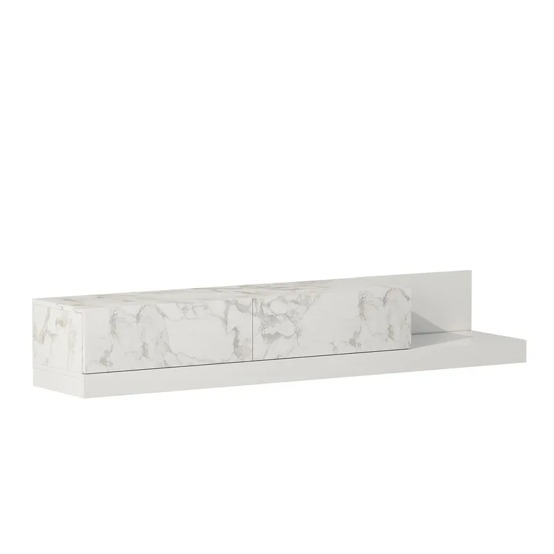 TV-benk Homitis Major (180 x 30 x 37 cm) Marmo marmor hvit - Marmo Marble og hvit - Møbler - TV- & Mediamøbler - TV benk & mediabenk
