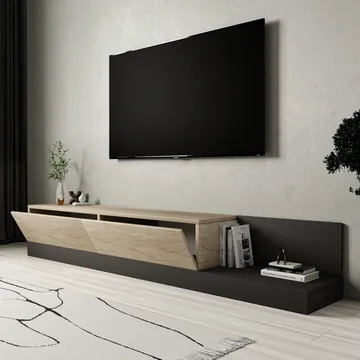 TV-benk Homitis Major (180 x 30 x 37 cm) Travertin antrasitt - Travertin/Antrasitt - Møbler - TV- & Mediamøbler - TV benk & mediabenk