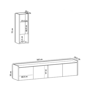 TV-benk Homitis Sema (160 x 35 x 29,6 cm) Hvit - Møbler - TV- & Mediamøbler - TV benk & mediabenk