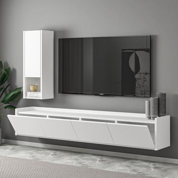 TV-benk Homitis Sema (160 x 35 x 29,6 cm) Hvit - Møbler - TV- & Mediamøbler - TV benk & mediabenk