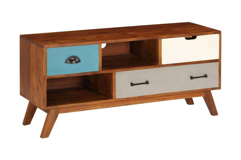 TV-benk med 3 skuffer 110x35x50 cm heltre akasie - TV benk & mediabenk