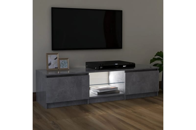 TV-benk med LED-lys betonggrå 120x30x35,5 cm - Grå - TV benk & mediabenk