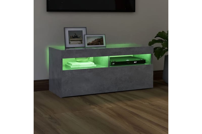 TV-benk med LED-lys betonggrå 90x35x40 cm - Grå - TV benk & mediabenk