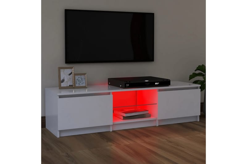 TV-benk med LED-lys hvit 120x30x35,5 cm - Hvit - TV benk & mediabenk