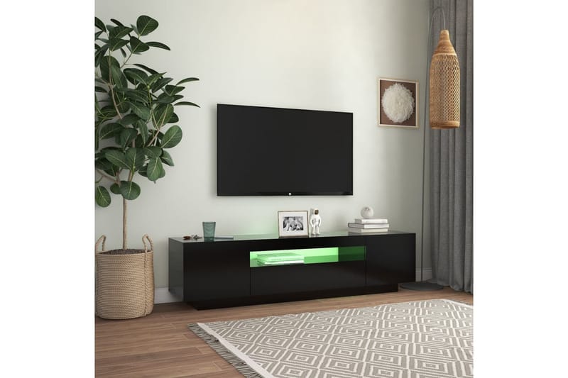 TV-benk med LED-lys svart 160x35x40 cm - Svart - TV benk & mediabenk
