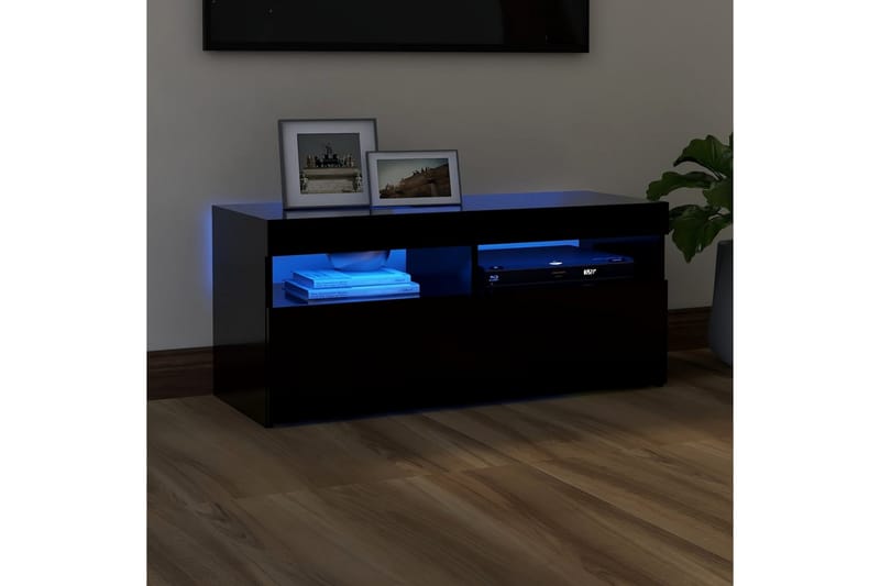 TV-benk med LED-lys svart 90x35x40 cm - Svart - TV benk & mediabenk