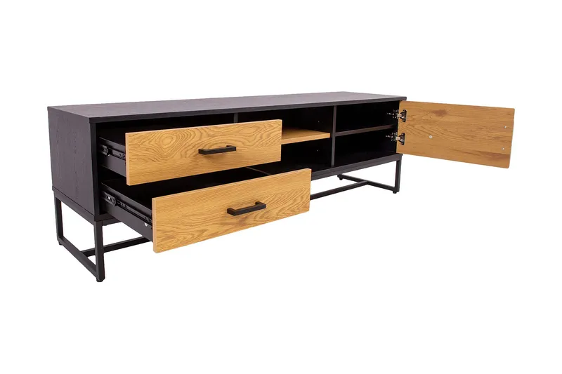 Amsterdam TV-nivå 160 cm Eik/Svart - Møbler - TV- & Mediamøbler - TV benk & mediabenk