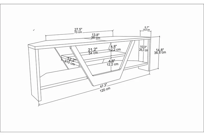 Andifli Tv-benk 120x36,8 cm - Brun - Møbler - TV- & Mediamøbler - TV benk & mediabenk