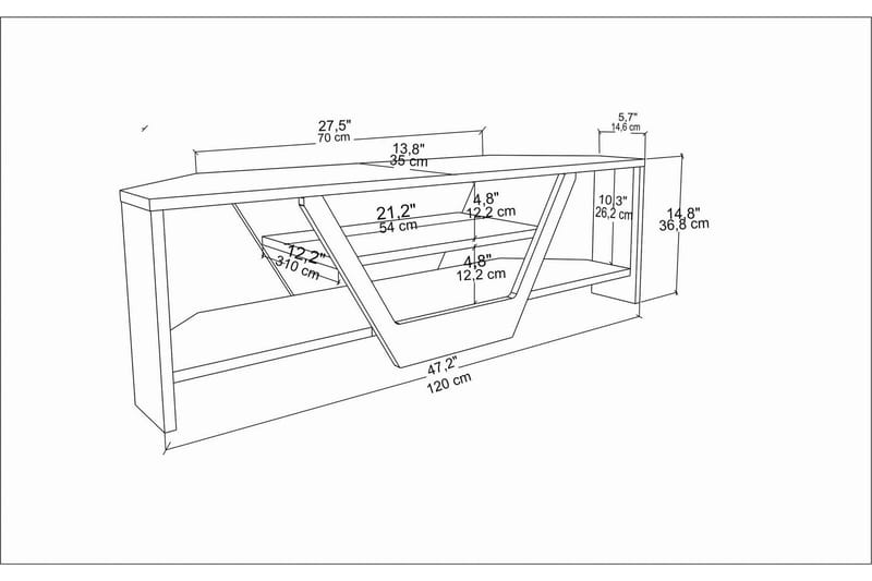 Andifli Tv-benk 120x36,8 cm - Hvit - Møbler - TV- & Mediamøbler - TV benk & mediabenk