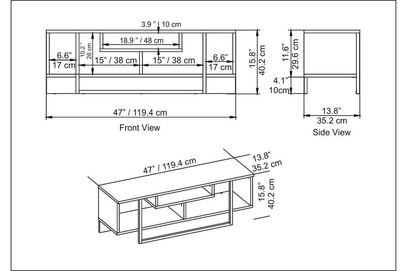 Andifli Tv-benk 120x40,2 cm - Gull - Møbler - TV- & Mediamøbler - TV benk & mediabenk