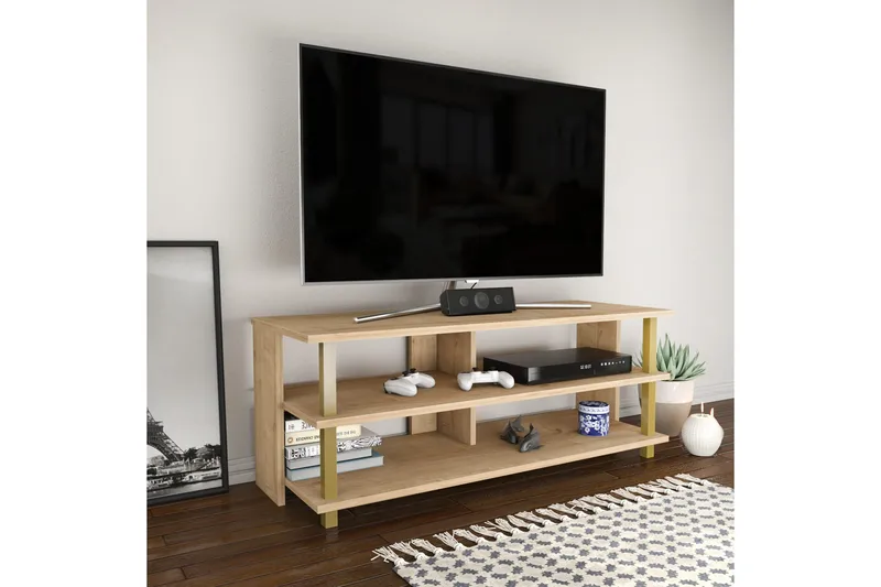 Andifli Tv-benk 120x47,4 cm - Gull - Møbler - TV- & Mediamøbler - TV benk & mediabenk