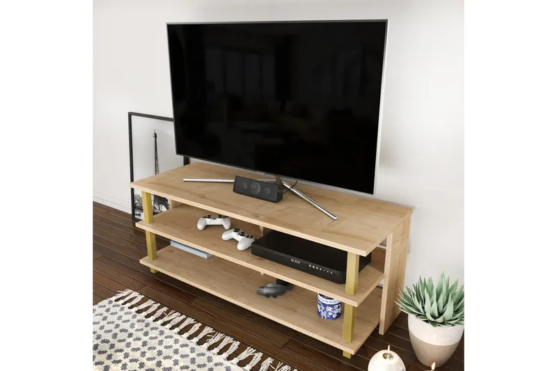 Andifli Tv-benk 120x47,4 cm - Gull - Møbler - TV- & Mediamøbler - TV benk & mediabenk