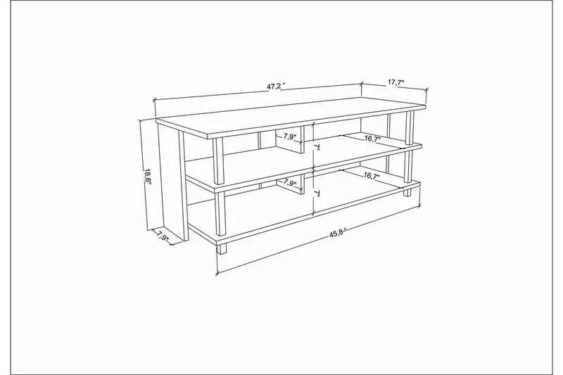 Andifli Tv-benk 120x47,4 cm - Gull - Møbler - TV- & Mediamøbler - TV benk & mediabenk