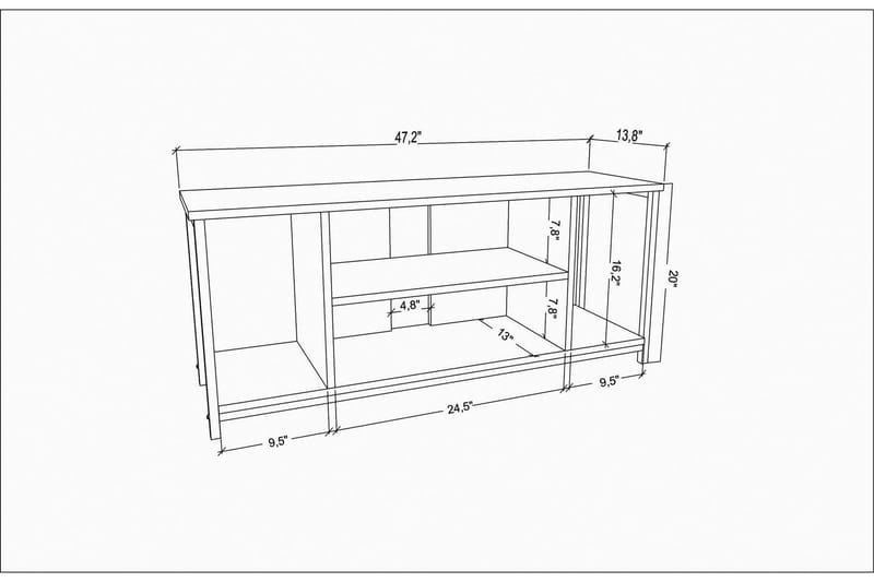 Andifli Tv-benk 120x50,8 cm - Antrasitt - Møbler - TV- & Mediamøbler - TV benk & mediabenk