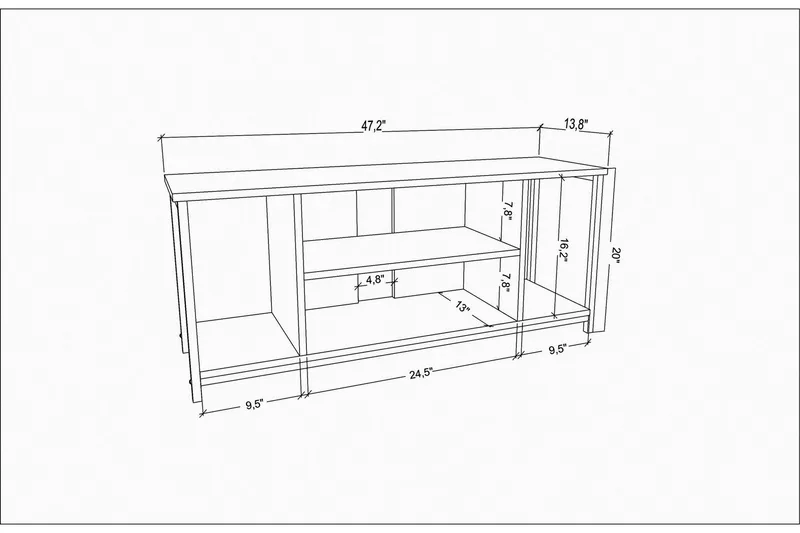 Andifli Tv-benk 120x50,8 cm - Hvit - Møbler - TV- & Mediamøbler - TV benk & mediabenk