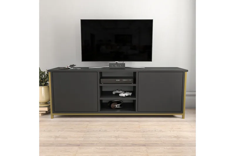 Andifli Tv-benk 140x50,8 cm - Gull - Møbler - TV- & Mediamøbler - TV benk & mediabenk