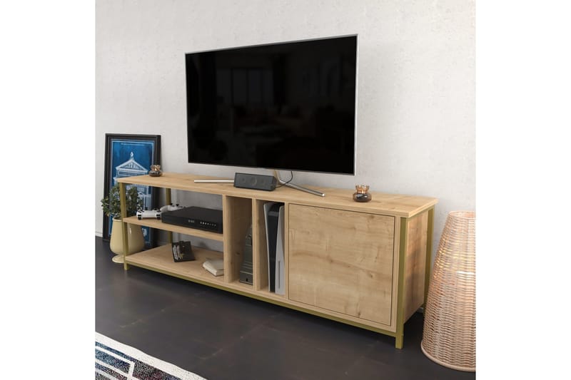 Andifli Tv-benk 140x50,8 cm - Gull - Møbler - TV- & Mediamøbler - TV benk & mediabenk