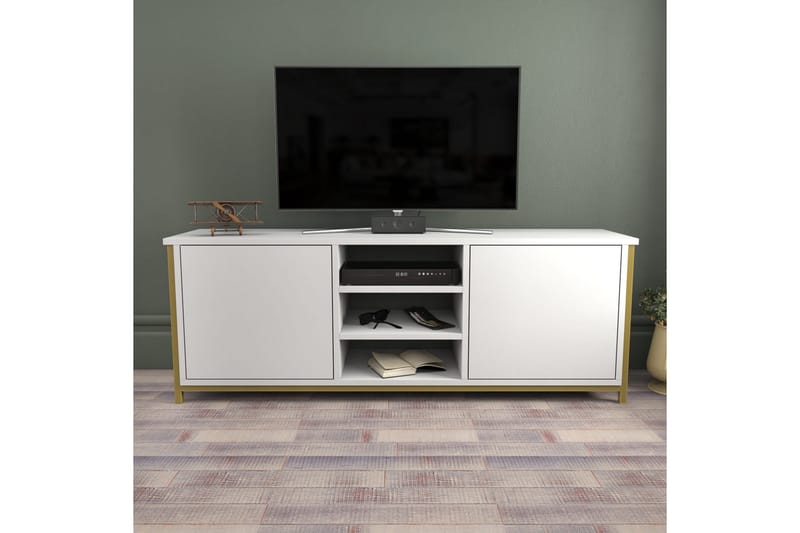 Andifli Tv-benk 140x50,8 cm - Gull - Møbler - TV- & Mediamøbler - TV benk & mediabenk