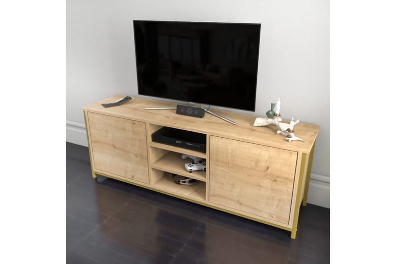 Andifli Tv-benk 140x50,8 cm - Gull - Møbler - TV- & Mediamøbler - TV benk & mediabenk