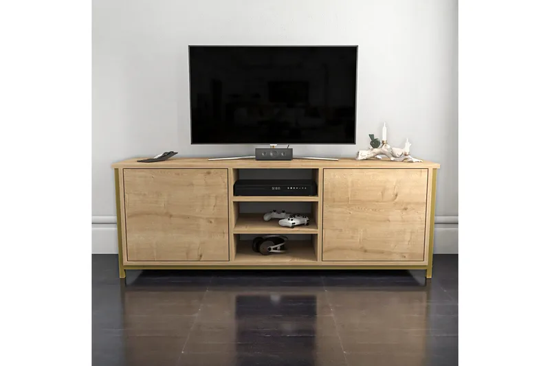 Andifli Tv-benk 140x50,8 cm - Gull - Møbler - TV- & Mediamøbler - TV benk & mediabenk