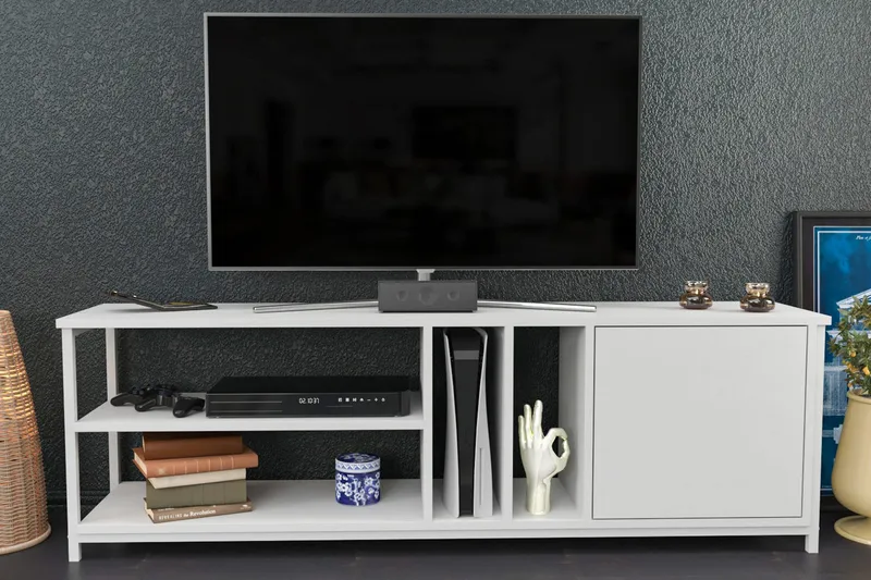 Andifli Tv-benk 140x50,8 cm - Hvit - Møbler - TV- & Mediamøbler - TV benk & mediabenk