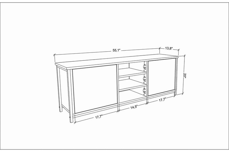 Andifli Tv-benk 140x50,8 cm - Hvit - Møbler - TV- & Mediamøbler - TV benk & mediabenk