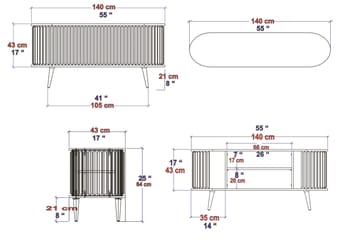 Andifli Tv-benk 140x64 cm - Brun - Møbler - TV- & Mediamøbler - TV benk & mediabenk