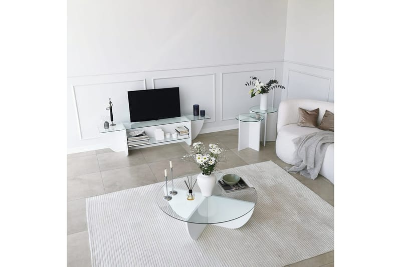 Andifli Tv-benk 158x40 cm - Hvit - Møbler - TV- & Mediamøbler - TV benk & mediabenk