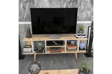 Andifli TV-benk 160 cm med Oppbevaring i Tre med Plastben - Beige - Møbler - TV- & Mediamøbler - TV benk & mediabenk