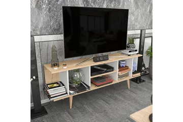 Andifli TV-benk 160 cm med Oppbevaring i Tre med Plastben - Beige - Møbler - TV- & Mediamøbler - TV benk & mediabenk