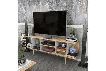 Andifli TV-benk 160 cm med Oppbevaring i Tre med Plastben - Beige - Møbler - TV- & Mediamøbler - TV benk & mediabenk