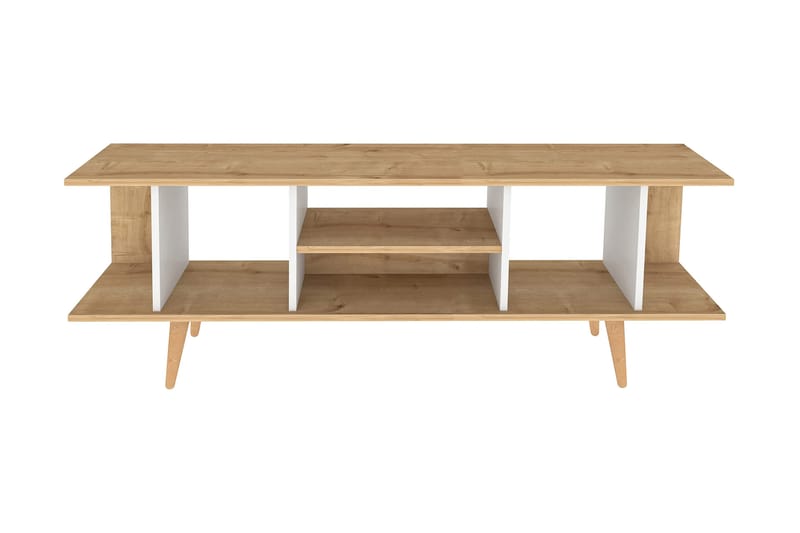 Andifli TV-benk 160 cm med Oppbevaring i Tre med Plastben - Beige - Møbler - TV- & Mediamøbler - TV benk & mediabenk