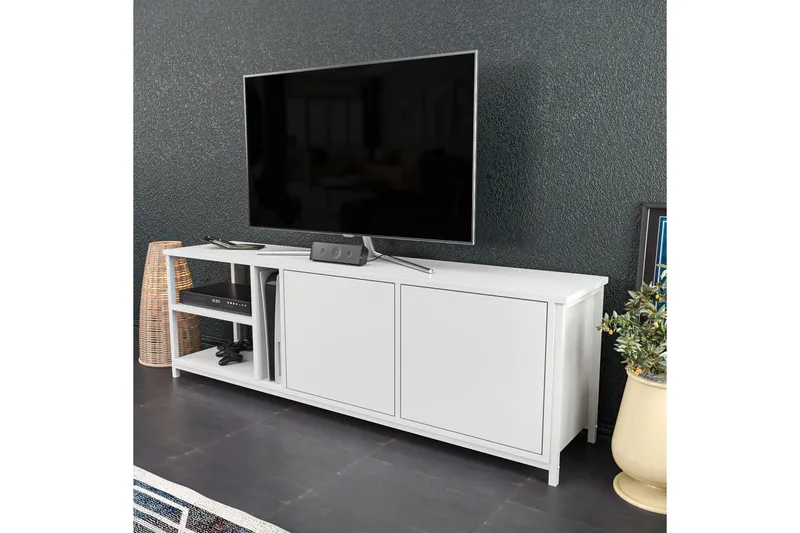 Andifli Tv-benk 160x50,8 cm - Hvit - Møbler - TV- & Mediamøbler - TV benk & mediabenk