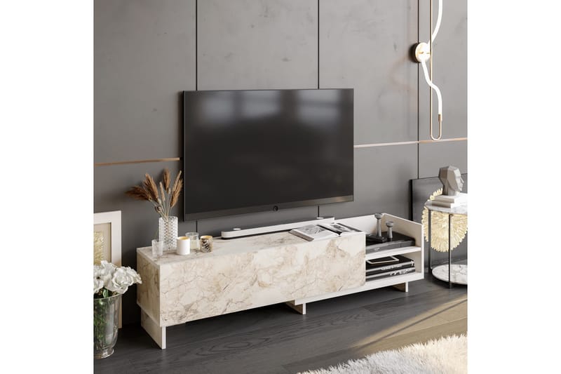 Andifli Tv-benk 165x41 cm - Hvit - Møbler - TV- & Mediamøbler - TV benk & mediabenk
