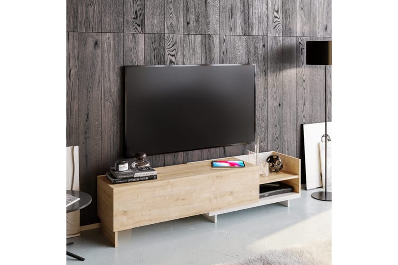 Andifli TV-benk 165x41 cm med Oppbevaring i Tre - Beige - Møbler - TV- & Mediamøbler - TV benk & mediabenk